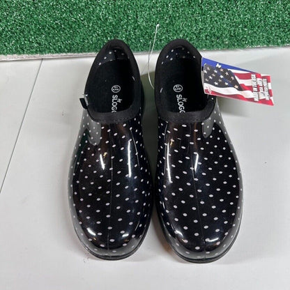 Sloggers Waterproof Garden Shoes Clogs Polka Dot Rain Shoe Black White Womens 10