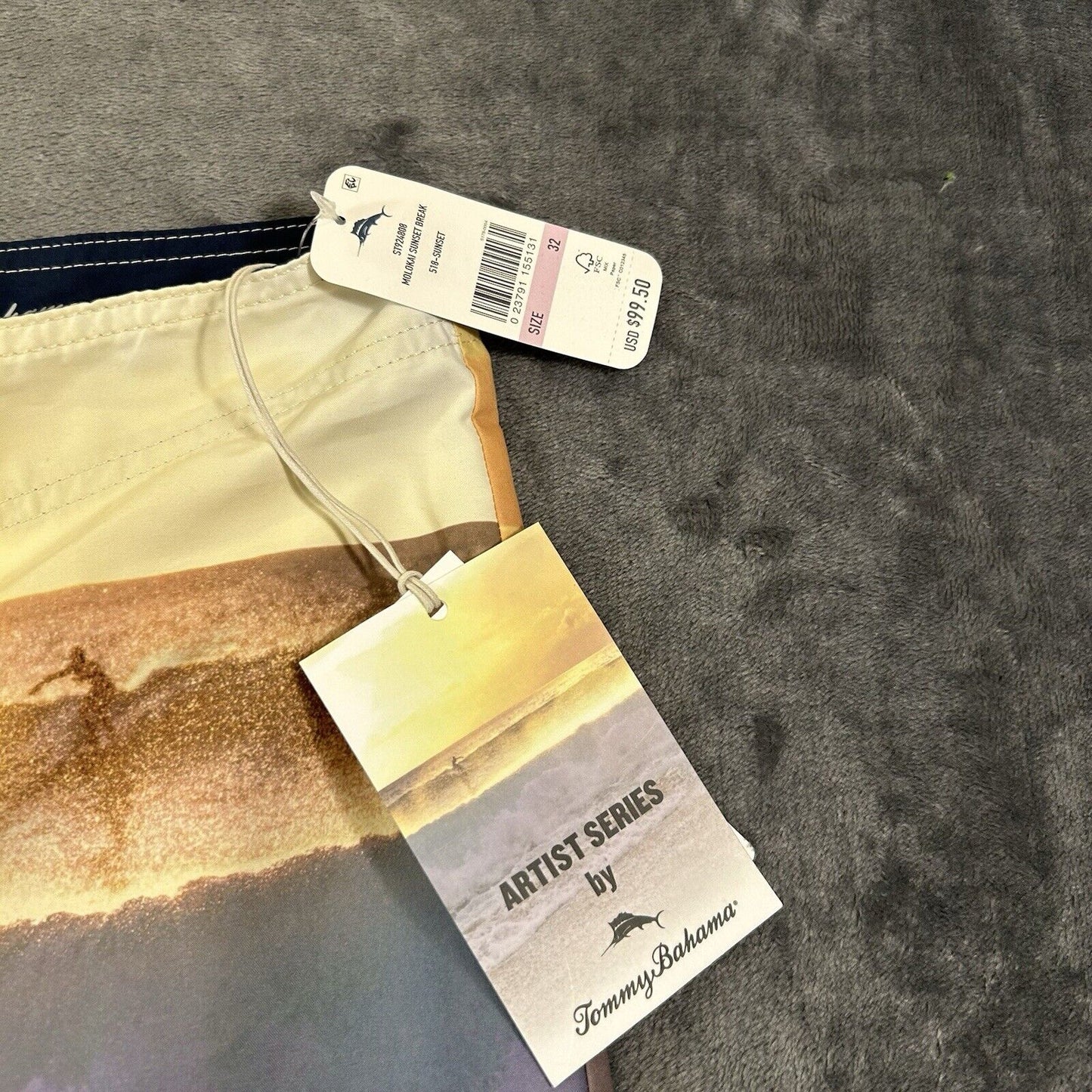 Tommy Bahama Board Shorts Mens 32" Yellow Blue Molokai Sunset Break Swim NEW