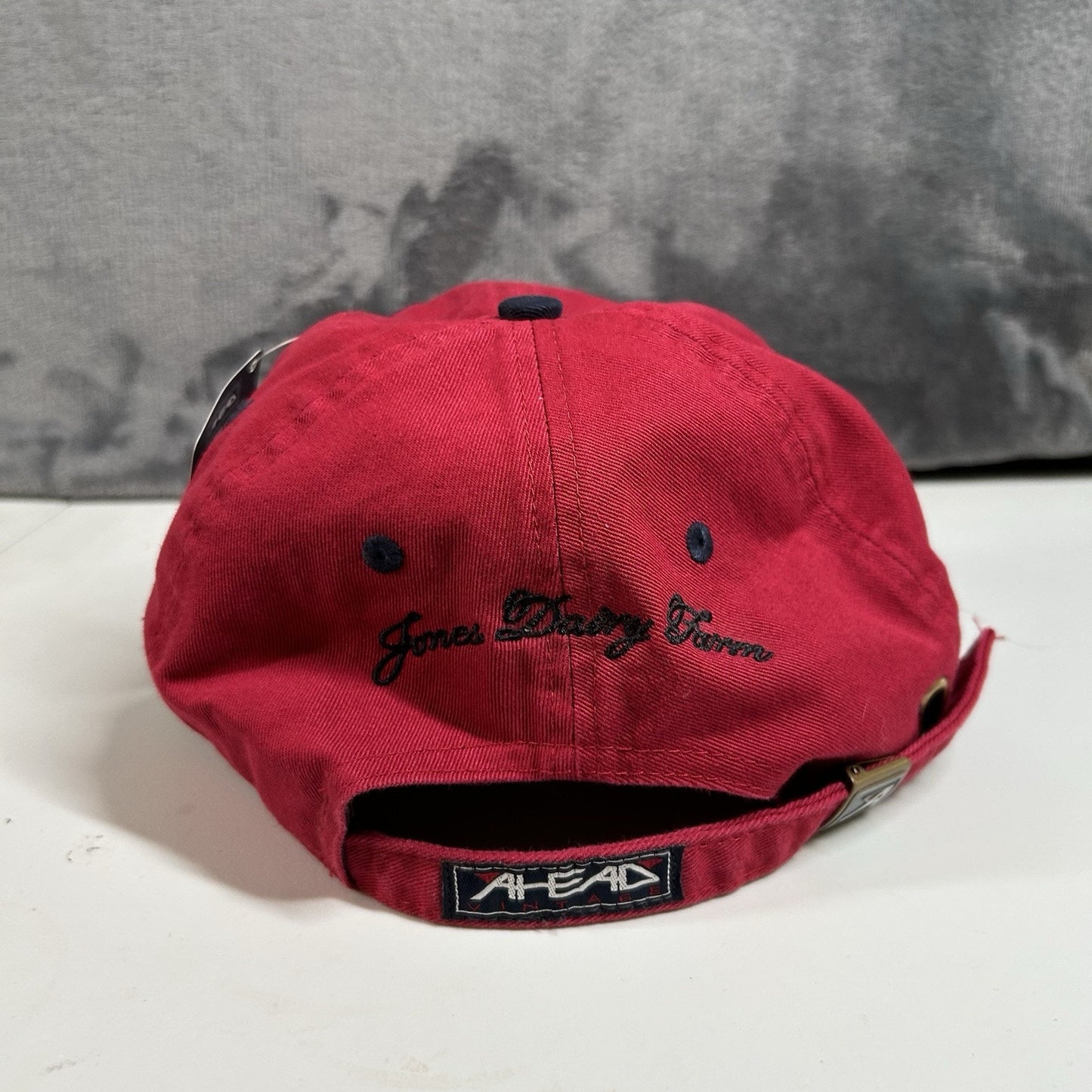 Jones Dairy Farm Hat Cap Mens Strap Back Red Classic Cut Ahead Vintage New