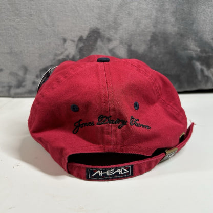 Jones Dairy Farm Hat Cap Mens Strap Back Red Classic Cut Ahead Vintage New