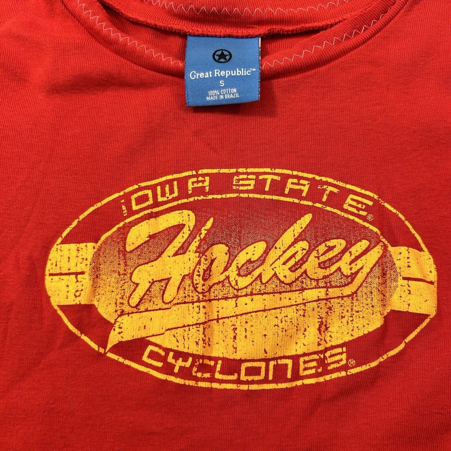Iowa State Cyclones Shirt Youth Small Red Short Sleeve Hockey Great Republic
