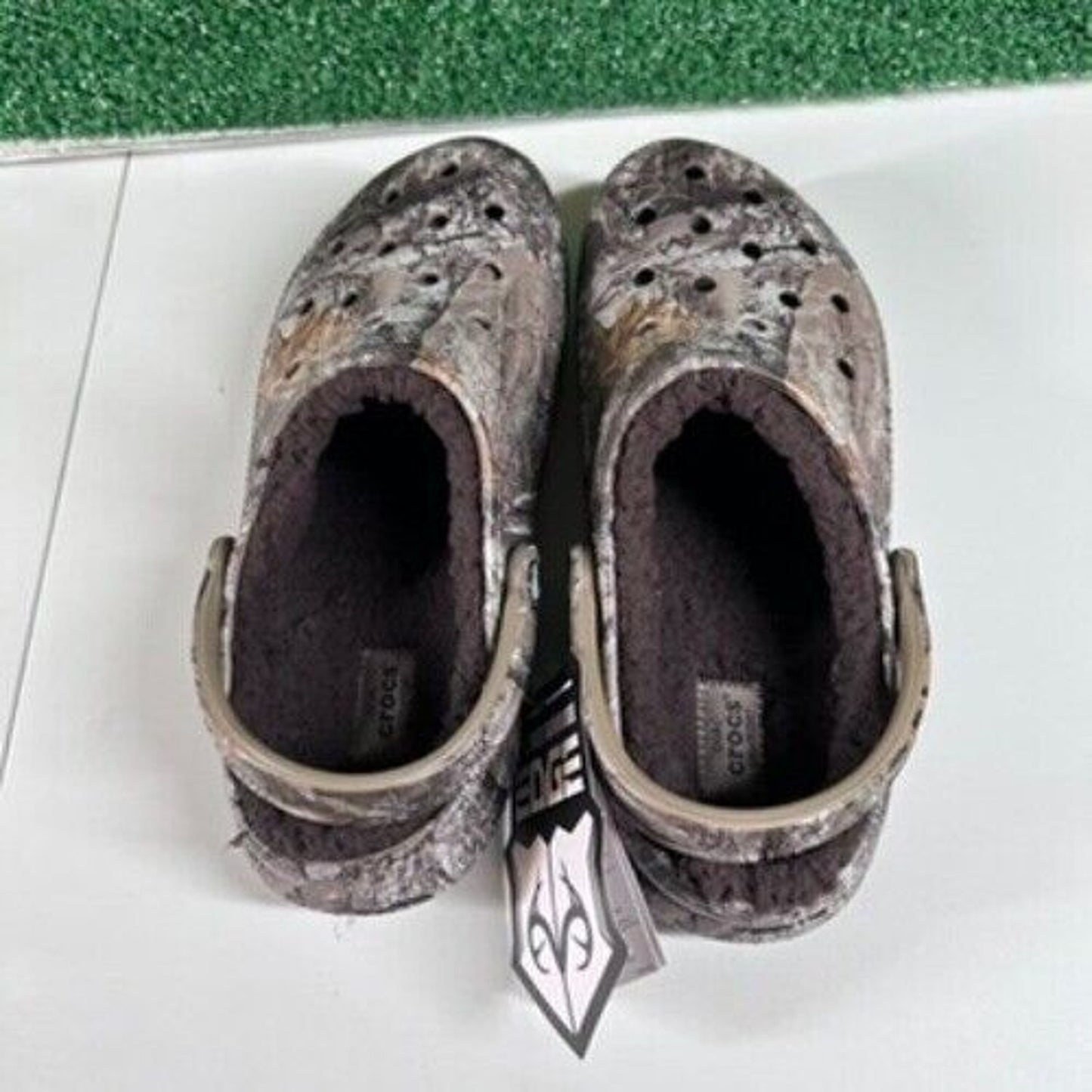 Crocs Classic Lined Clog Realtree Edge Camo Fuzzy Warm Shoes Brown Womens 9