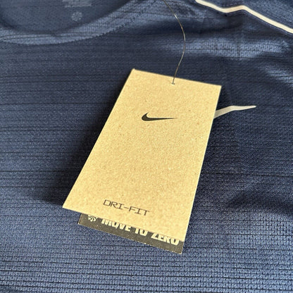 Nike Running Shirt Mens Small Navy Dri-Fit Mesh Lightweight Short Sleeve New