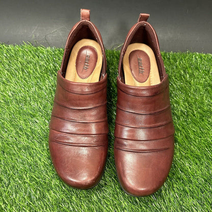 Earth Emily Cove Shoes Womens 7 B Red Clogs Mules Leather Slip On Casual Walking