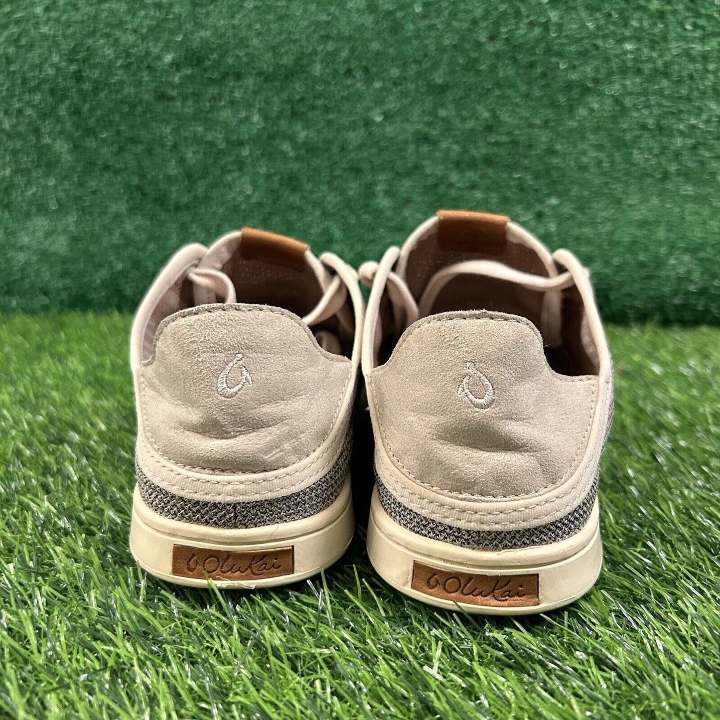 Olukai Pehuea Li Women 6 Beige Shoes Sneaker Knit Casual Lace Up Outdoor Preppy