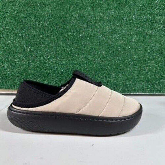 Crocs Classic Puff Mocs Beige Black Slip On Casual Comfort Shoes Womens 6 New