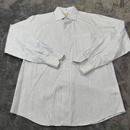 Tommy Bahama Shirt Mens 15.5 34/35 Blue White Striped Button Up Long Sleeve Work