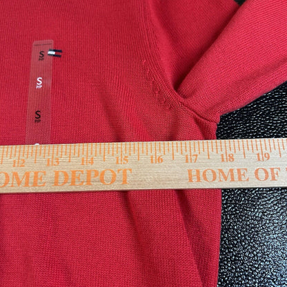 Tommy Hilfiger Sweater Mens Small Red Knit 1/4 Zip Sweatshirt Pullover NEW $79