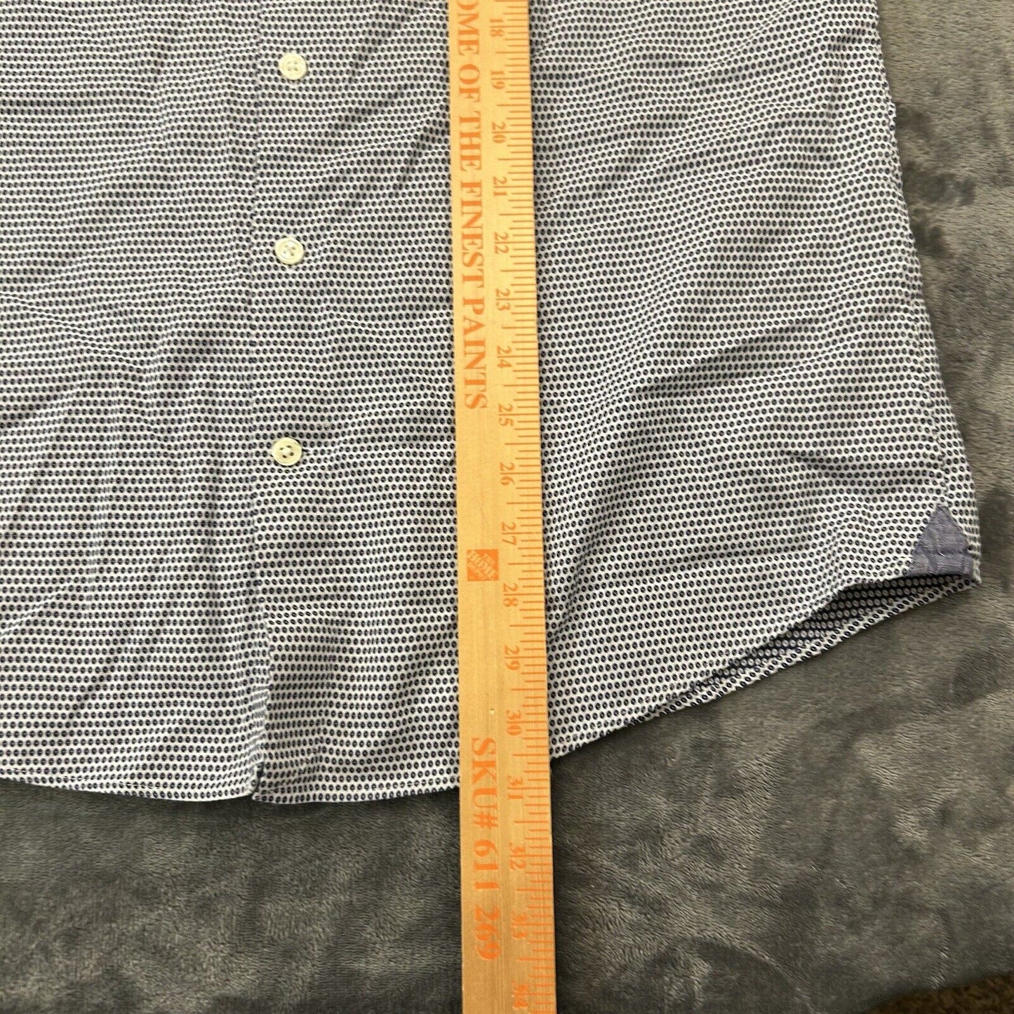 Charles Tyrwhitt Shirt Mens 16.5 35 Blue White Geometric Button Up Long Sleeve