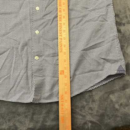 Charles Tyrwhitt Shirt Mens 16.5 35 Blue White Geometric Button Up Long Sleeve