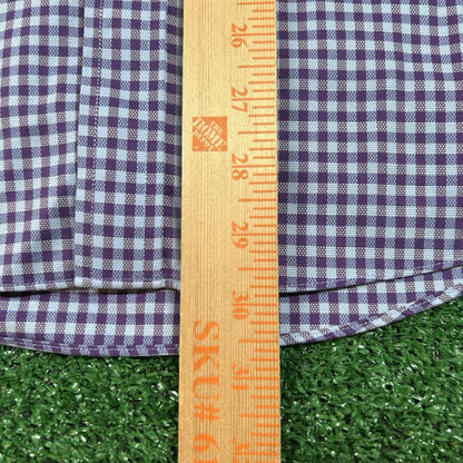 Nordstrom Dress Shirt Mens 17 33 Purple Blue Check Preppy Button Up Long Sleeve