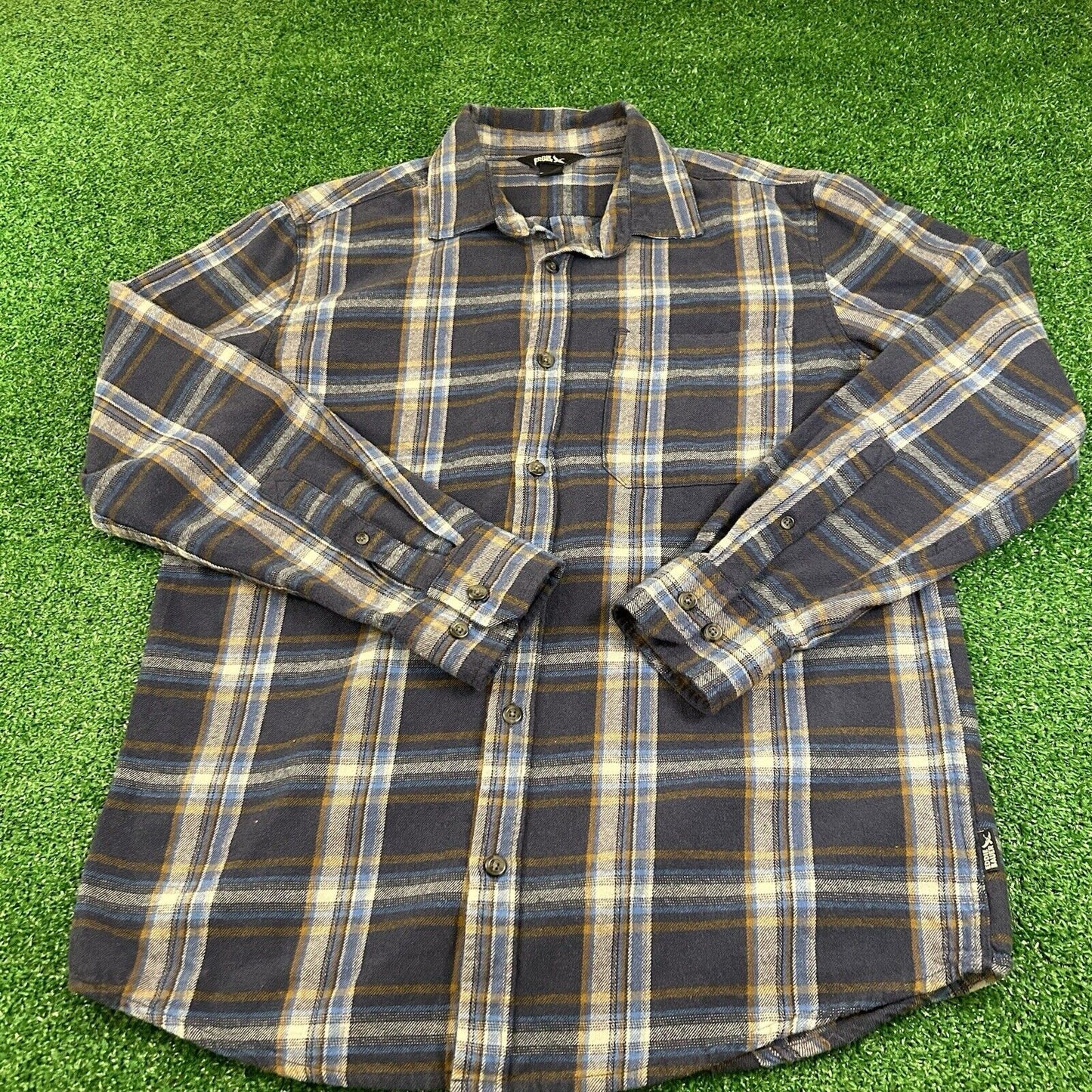 Eddie Bauer Flannel Shirt Mens Medium Blue Plaid Button Up Long Sleeve Outdoor