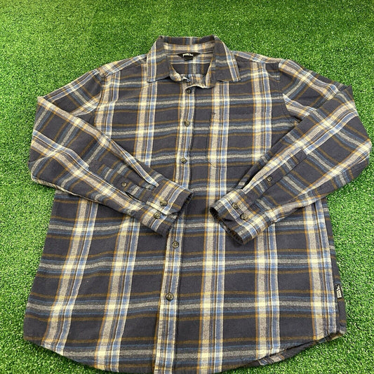 Eddie Bauer Flannel Shirt Mens Medium Blue Plaid Button Up Long Sleeve Outdoor