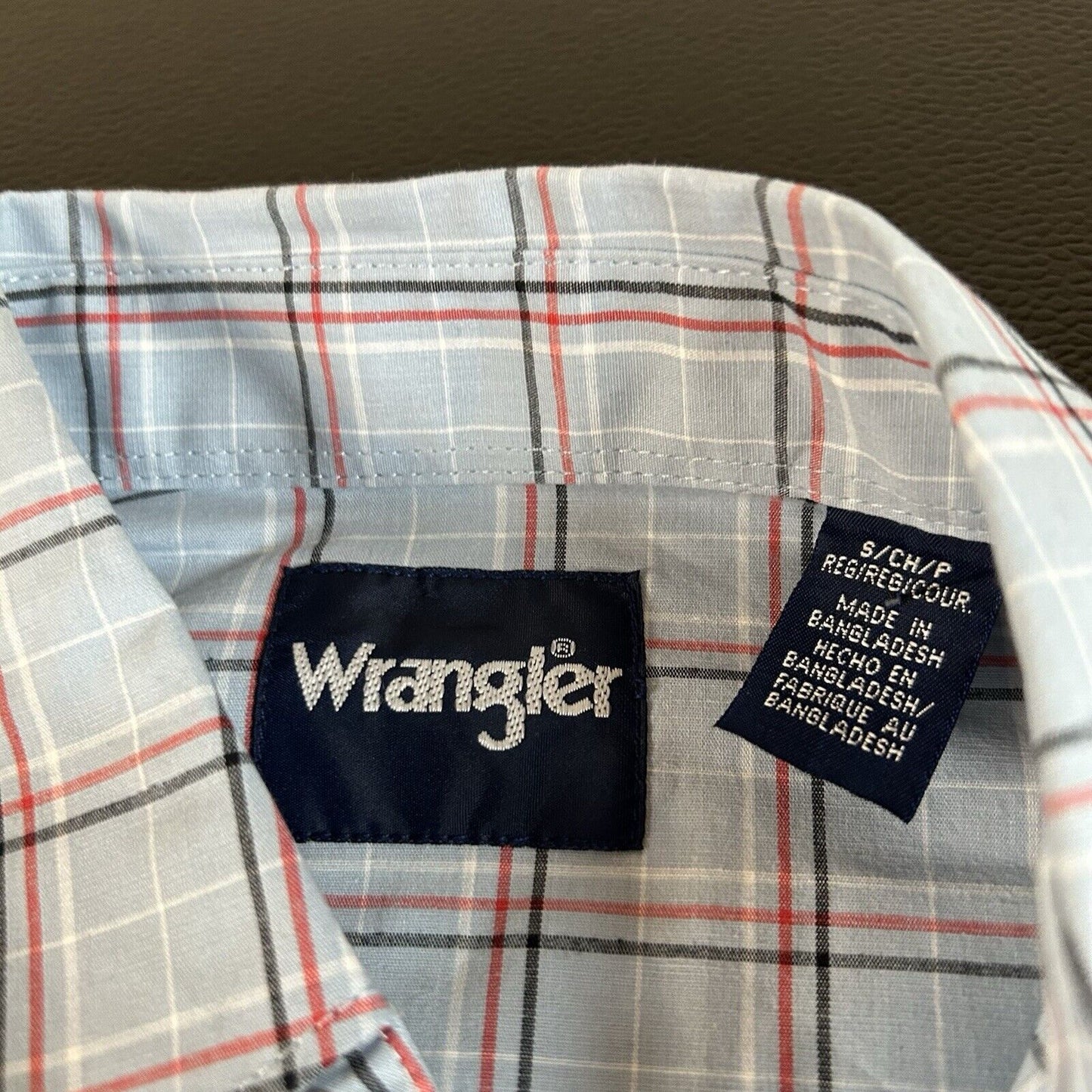 Wrangler Pearl Snap Shirt Mens Small Blue Red Plaid Cowboy Long Sleeve New