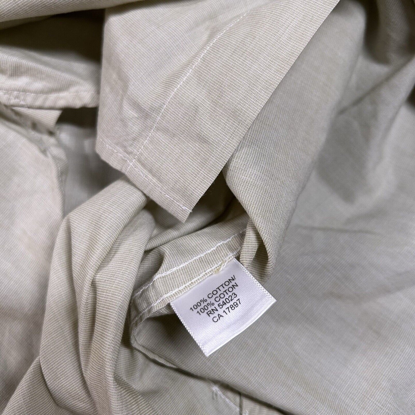 Banana Republic Shirt Mens Large Light Brown/White Button Up Long Sleeve Casual