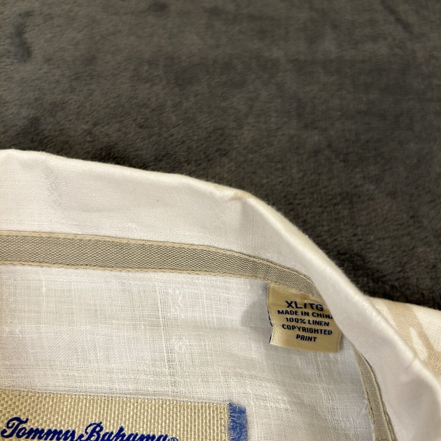 Tommy Bahama Shirt Mens Extra Large White Brown Floral Button Up Linen Hawaiian