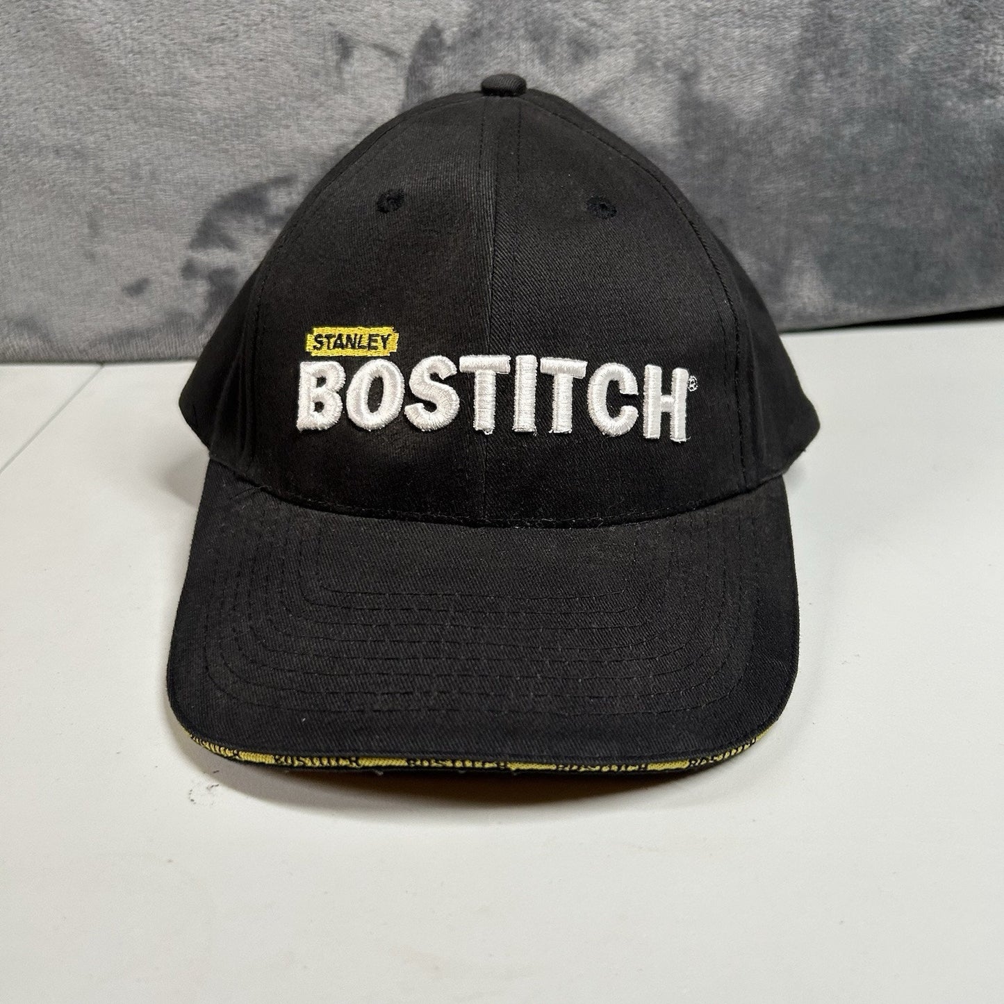 Stanley Bostitch Fasteners Baseball Hat Cap Mens Strap Back Black Adjustable