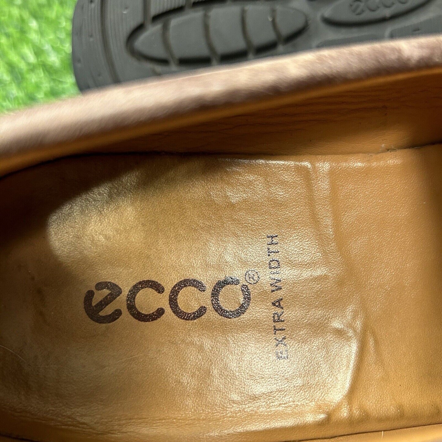 ECCO Loafer Mens 9 Brown Shoes Leather Slip On Casual Driving Comfort Square Toe