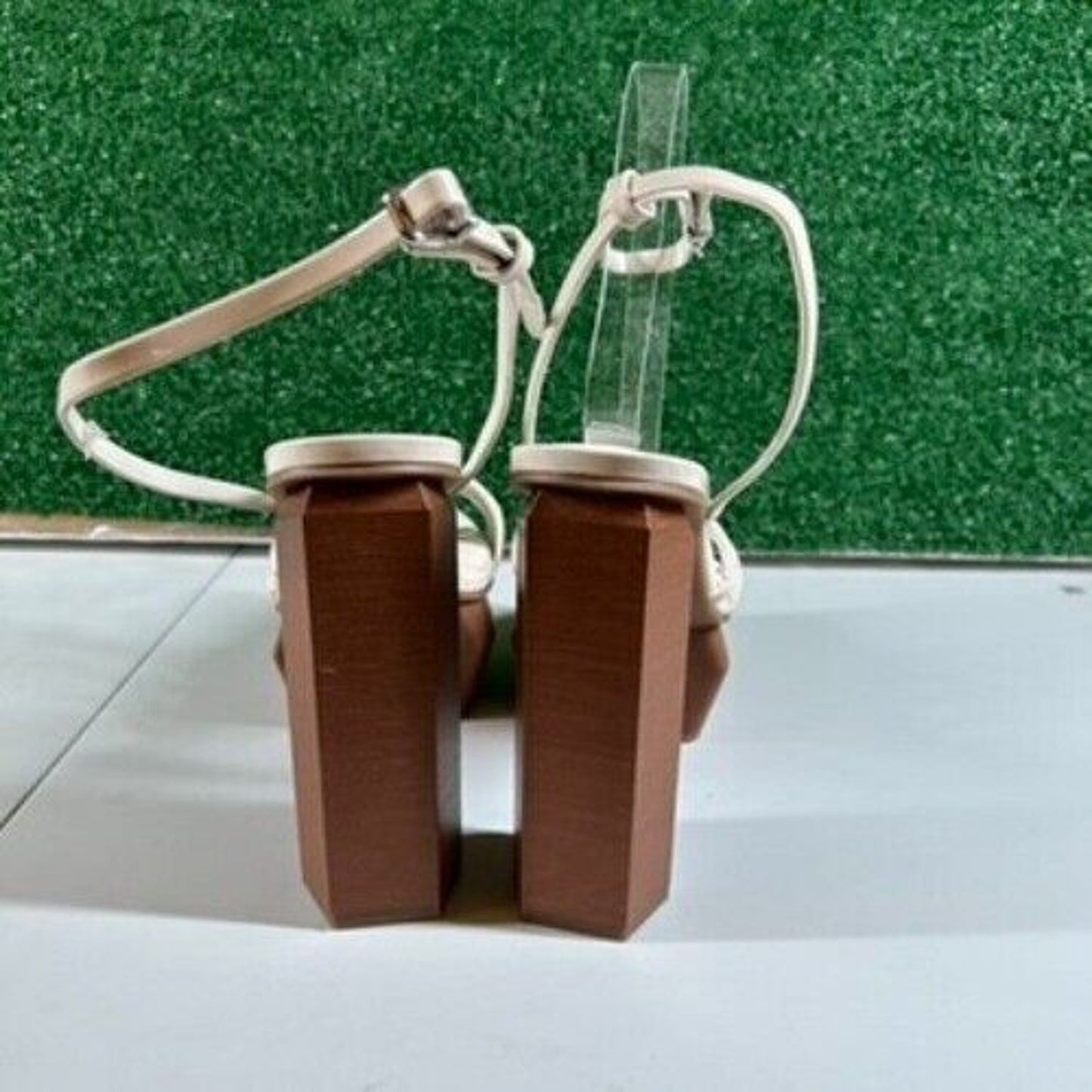 Gianni Bini Parrish Platform Sandals Ankle Strap Chunky Heel Beige Womens 9.5 M