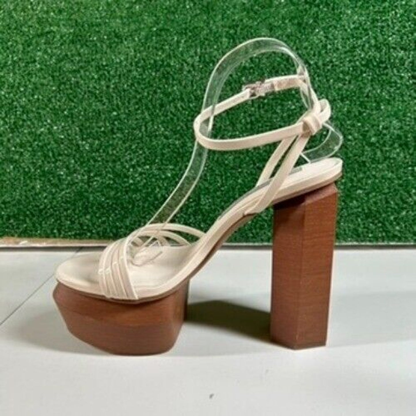 Gianni Bini Parrish Platform Sandals Ankle Strap Chunky Heel Beige Womens 9 M