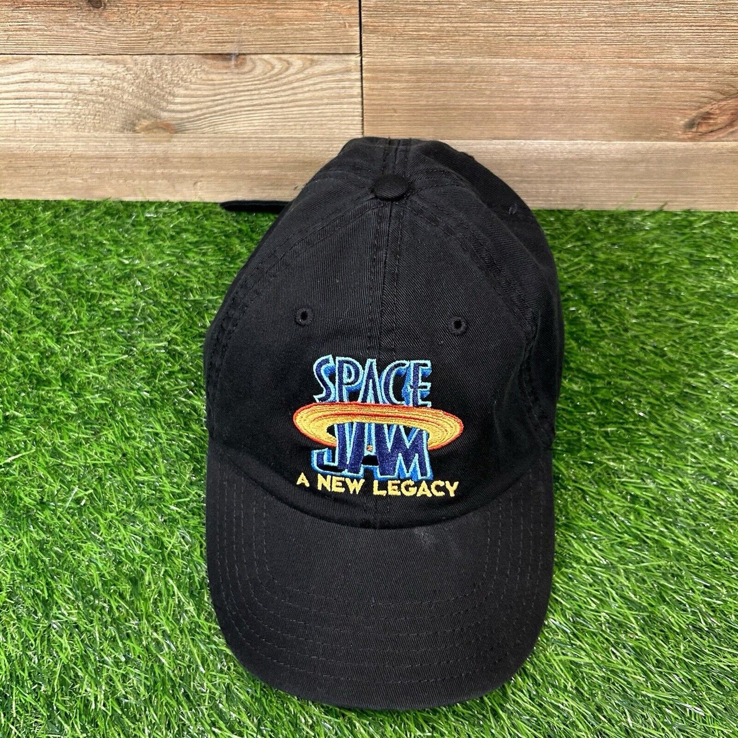 Space Jam Hat Cap Mens Black Strapback Golf Cartoon Adjustable Logo Warner Bros