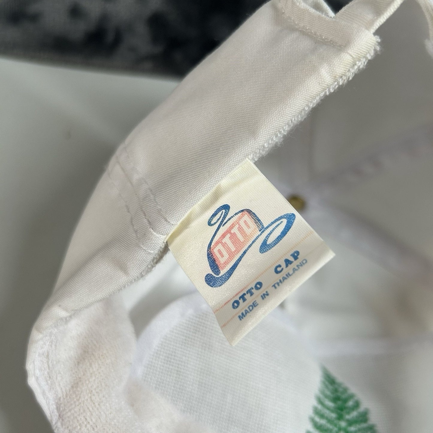 Vintage Potlatch Hat Cap Mens Strap Back White Green Rope Otto Cap Adjustable