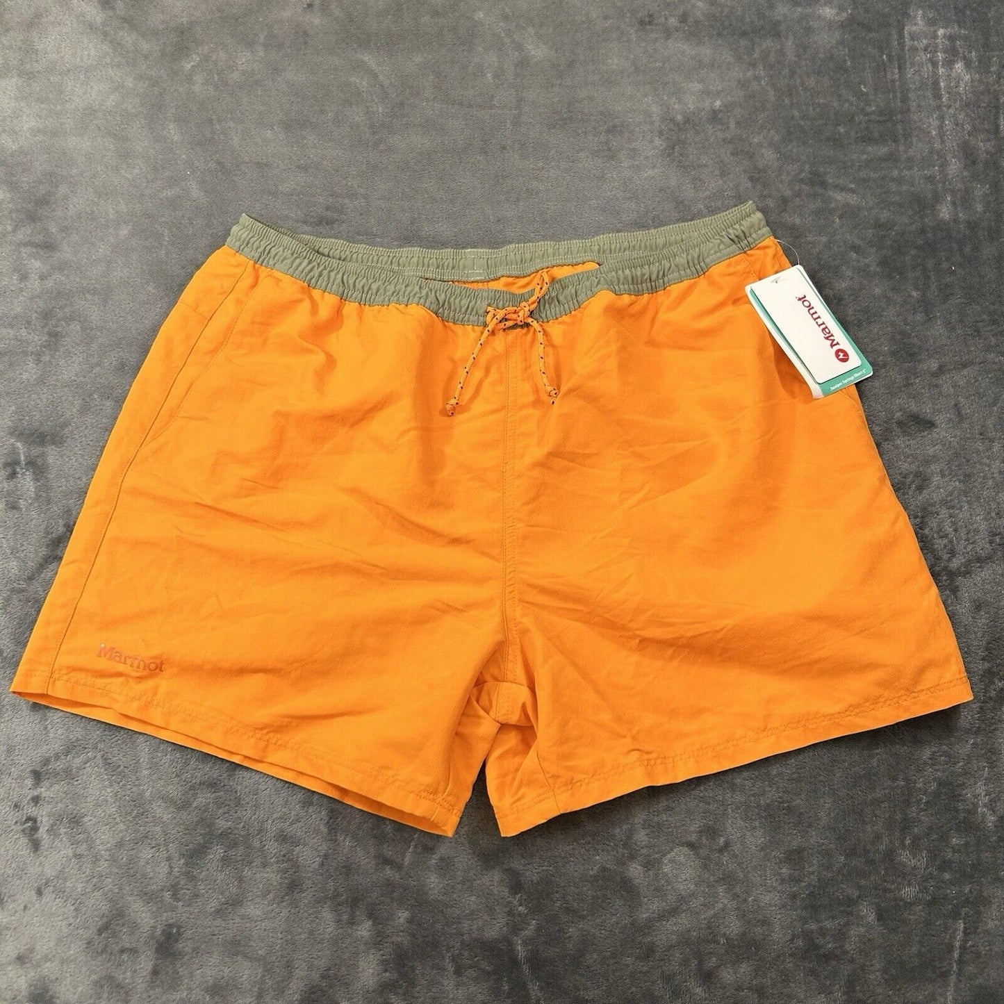 Marmot Juniper Springs Shorts Men Large 34" Orange Drawstring Swim 5" Inseam NEW