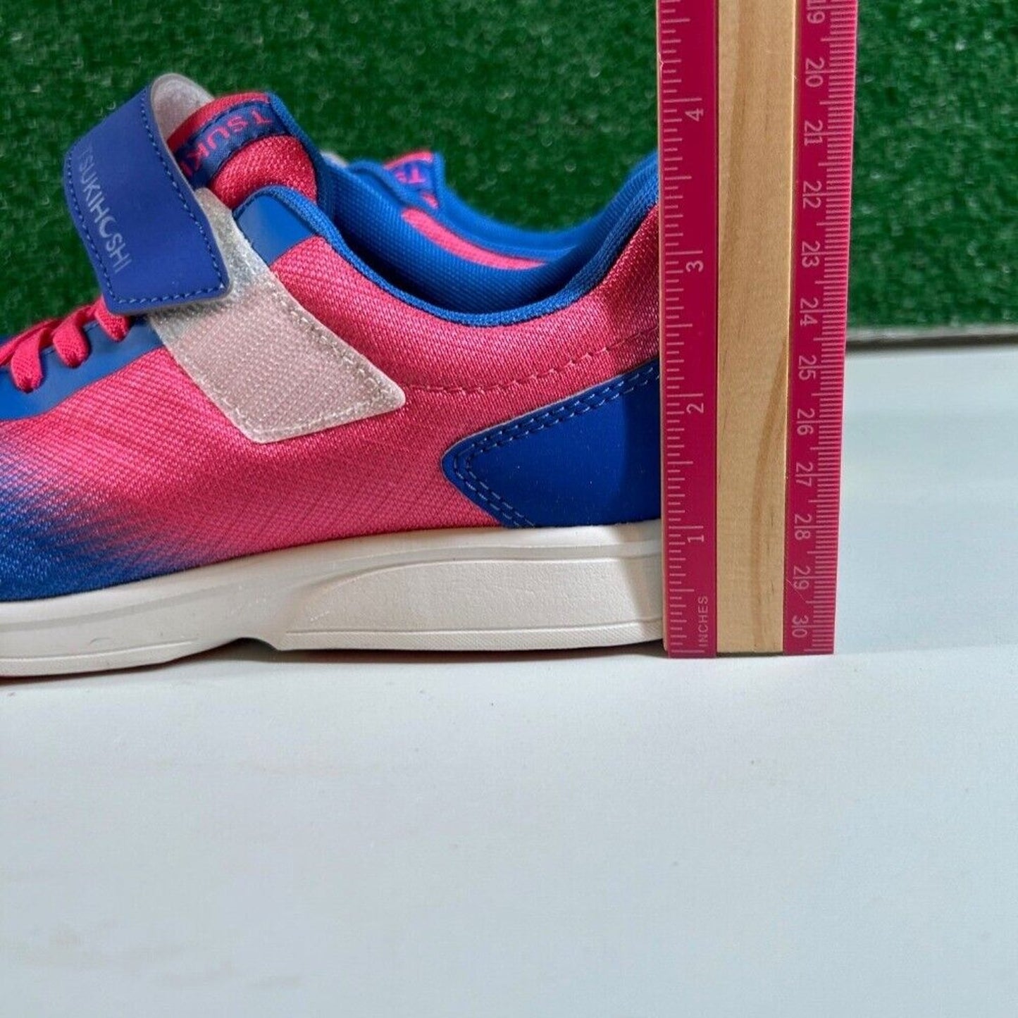 Tsukihoshi Kids Racer Sneakers Pink & Blue Hook and Loop Closure Youth 3Y