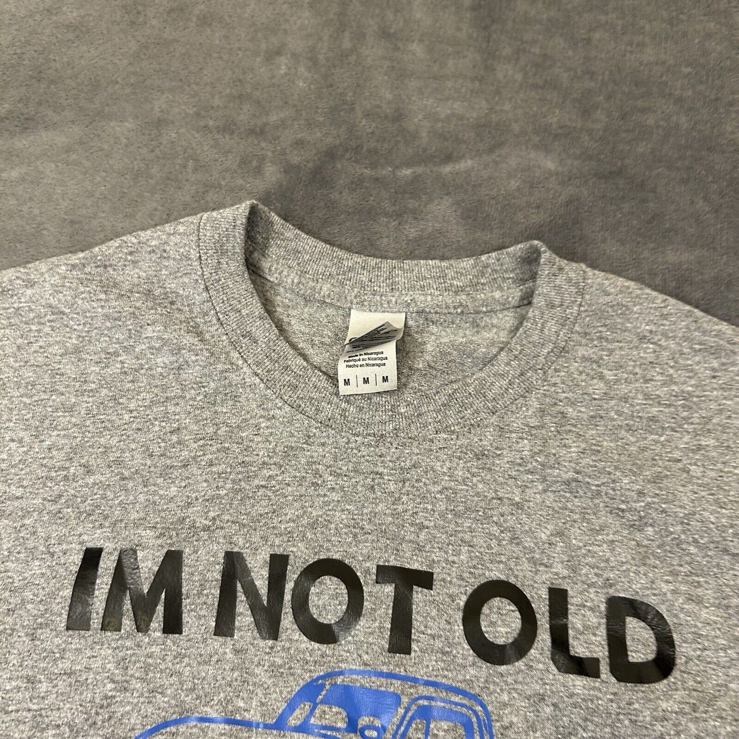 Classic Cars Shirt Mens Medium Gray Short Sleeve 1945 'Im Not Old' Gildan Heavy