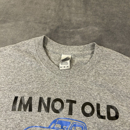 Classic Cars Shirt Mens Medium Gray Short Sleeve 1945 'Im Not Old' Gildan Heavy