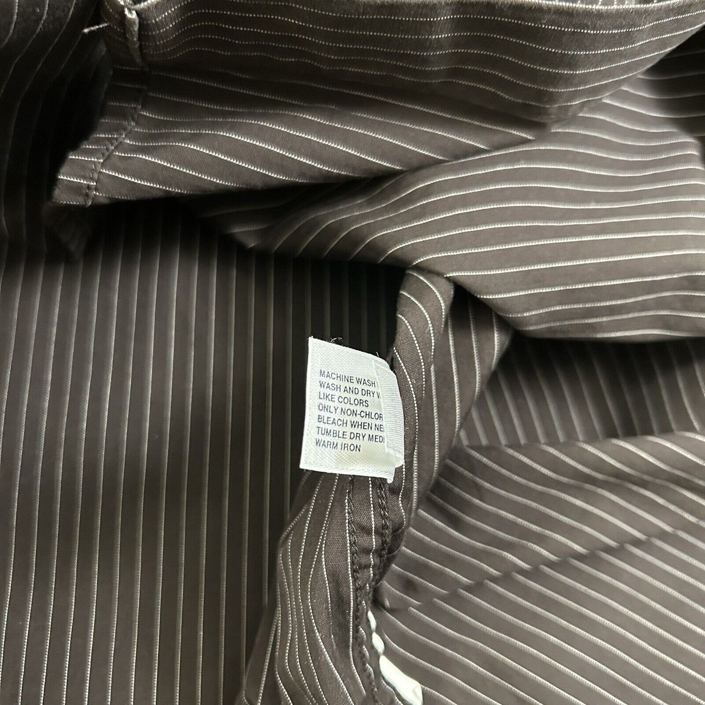 Gap Shirt Mens Large Brown White Striped Fitted Button Up Long Sleeve Casual