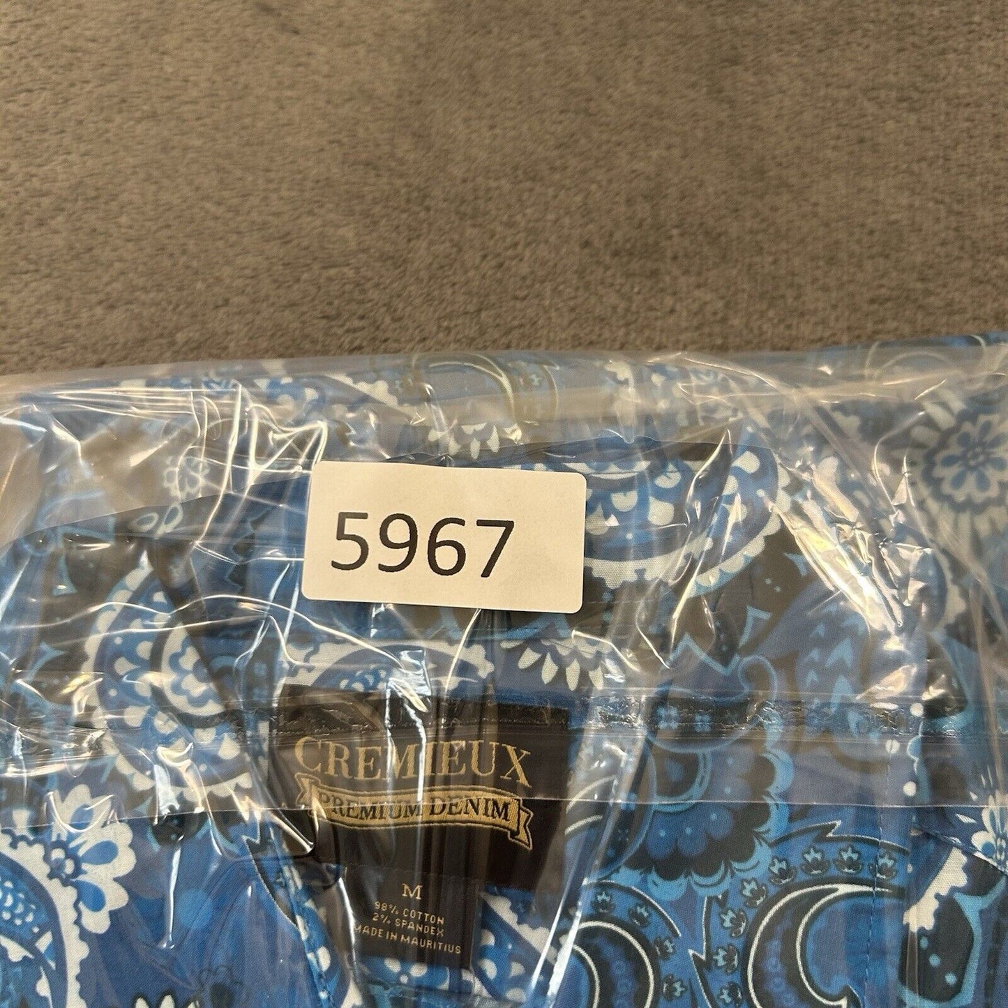 Cremieux Shirt Mens Medium Blue Paisley Button Up Long Sleeve Stretch NEW $59