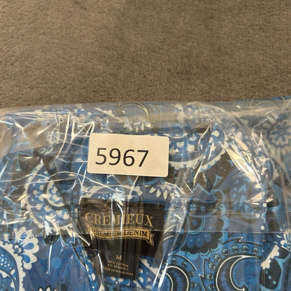 Cremieux Shirt Mens Medium Blue Paisley Button Up Long Sleeve Stretch NEW $59