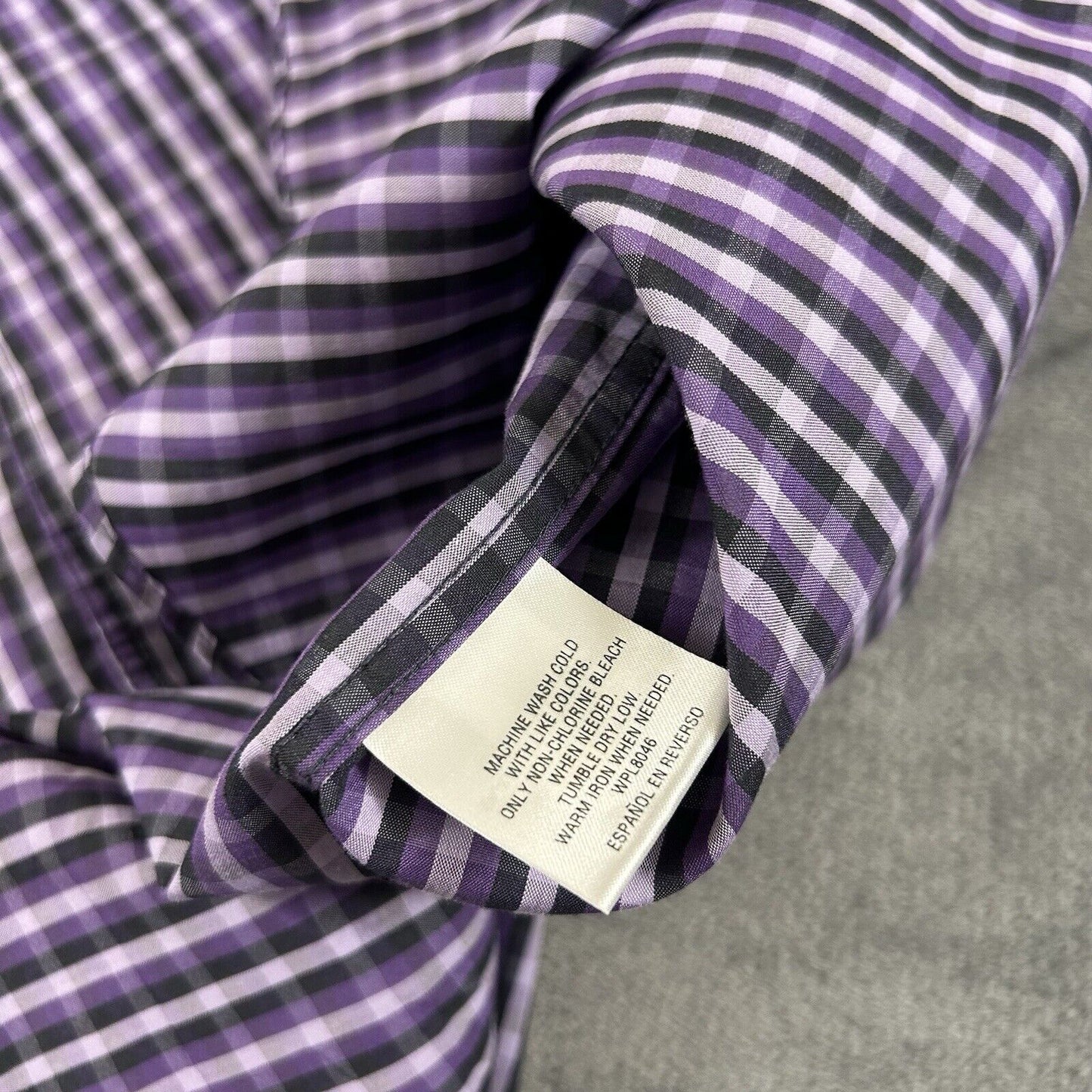 Alfani Shirt Mens Small Purple Black Plaid Button Up Long Sleeve Performance