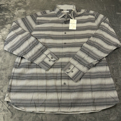 Tommy Bahama Shirt Mens XLT Gray Black Lazlo Ombre Stripe Button Up LS NEW $168