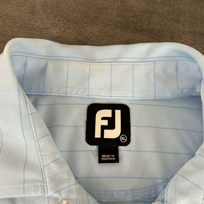 FootJoy Polo Shirt Mens Extra Large Blue Striped Golf Short Sleeve Casual Work