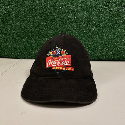 Vintage Logo Athletic Hat Cap Mens Strapback Black Super Bowl XXXII Adjustable