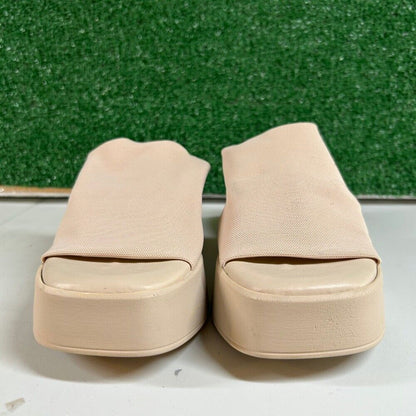 Steve Madden Slinky 30 Platform Sandals Slides Beige Chunky Heel Y2K Womens 6