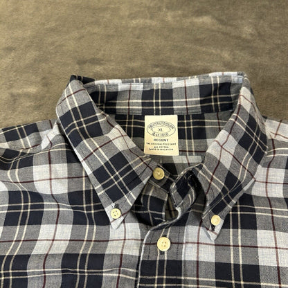 Brooks Brothers Regent Shirt Mens Extra Large Blue Plaid Button Up Long Sleeve