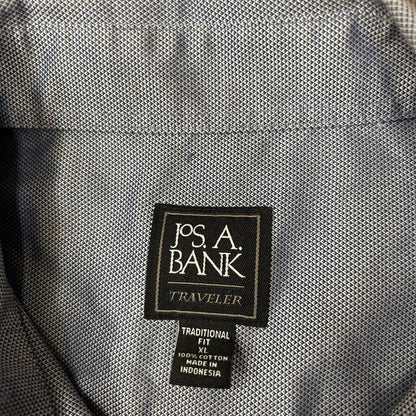 Jos A Bank Traveler Shirt Mens Extra Large Blue Button Up Long Sleeve Geometric