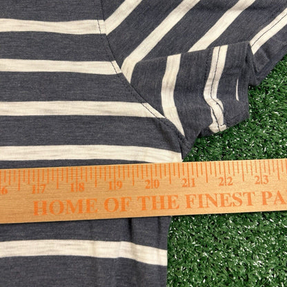 Banana Republic Polo Shirt Mens Large Blue/Gray White Striped Short Sleeve Golf