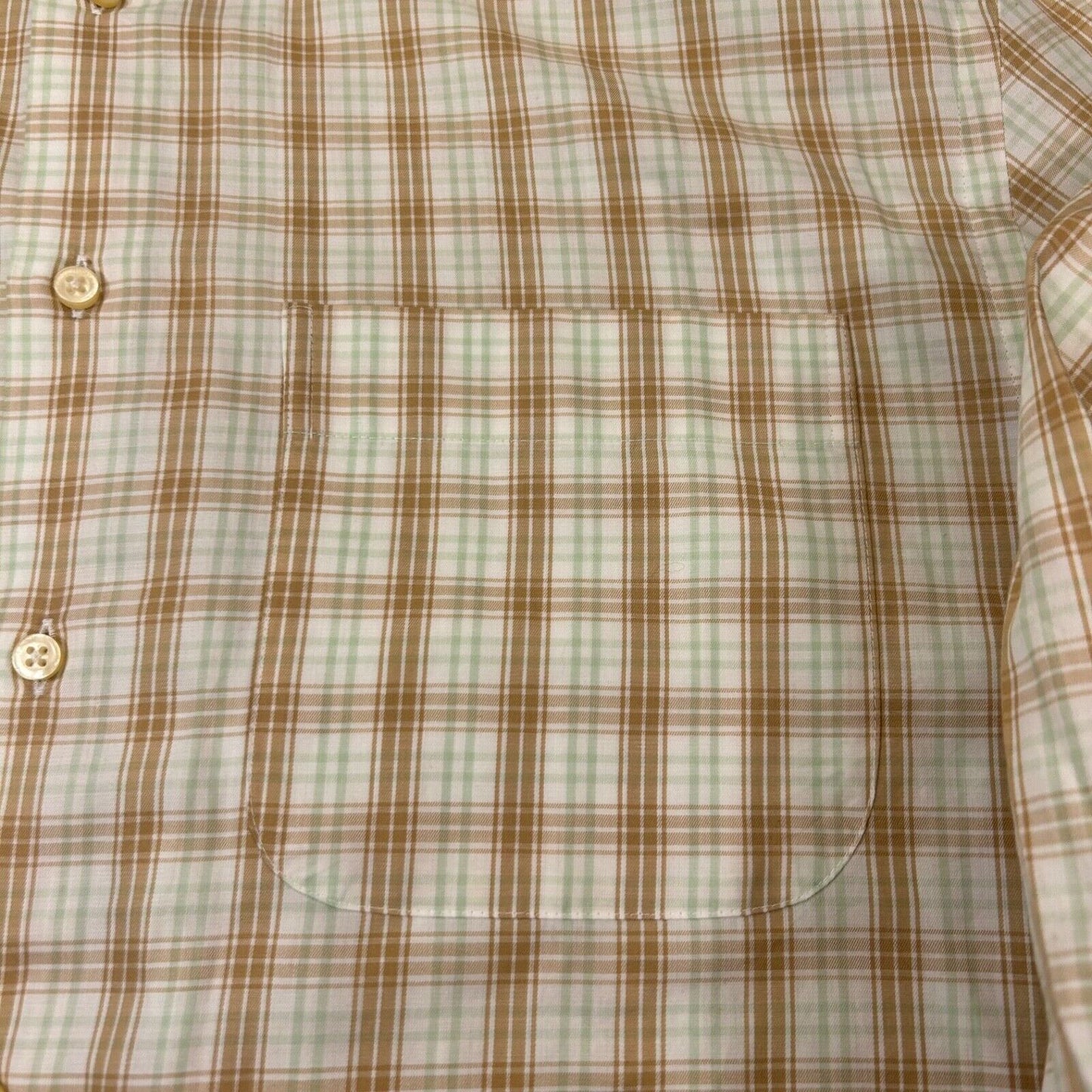 Peter Millar Shirt Mens Large Brown White Plaid Button Up Long Sleeve Casual