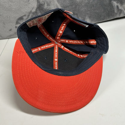 New Belgium Brewing Fat Tire Hat Cap Mens Snapback Navy Orange Adjustable Beer