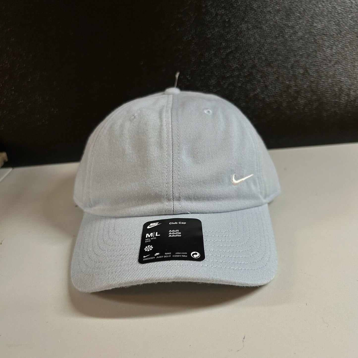 Nike Club Hat Cap Adult Medium Large Light Blue Strapback Swoosh Adjustable NEW