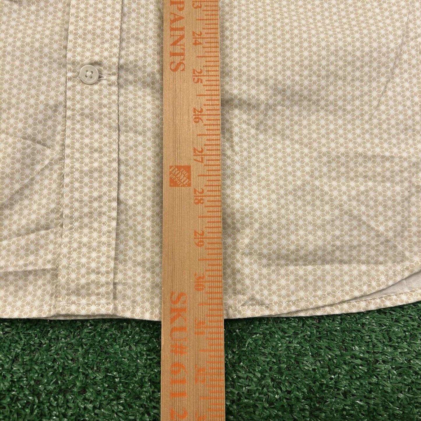 Banana Republic Shirt Mens Large Tall Beige Geometric Button Up Short Sleeve