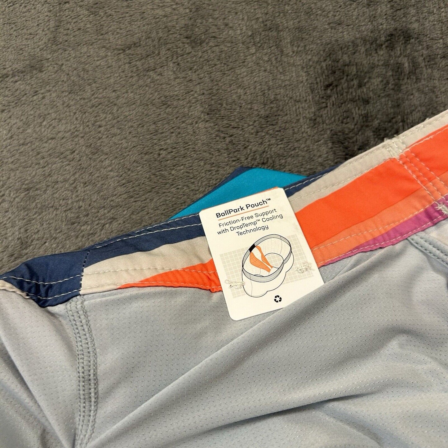 SAXX Betawave 2N1 Board Shorts Men 34" Orange Blue Striped Drawstring Swim NEW