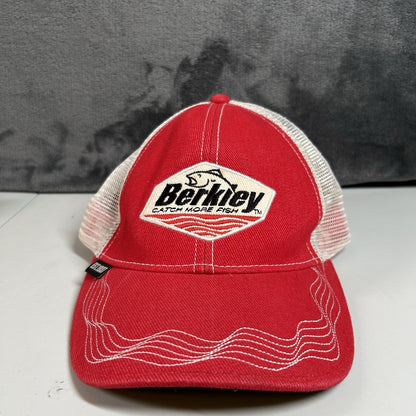 Berkley Trucker Hat Cap Mens Snapback Red White Catch More Fish Fishing Adjust