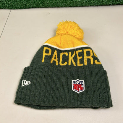 Green Bay Packers Beanie Hat Cap Mens Green Yellow Knit Warm Acrylic NFL New Era