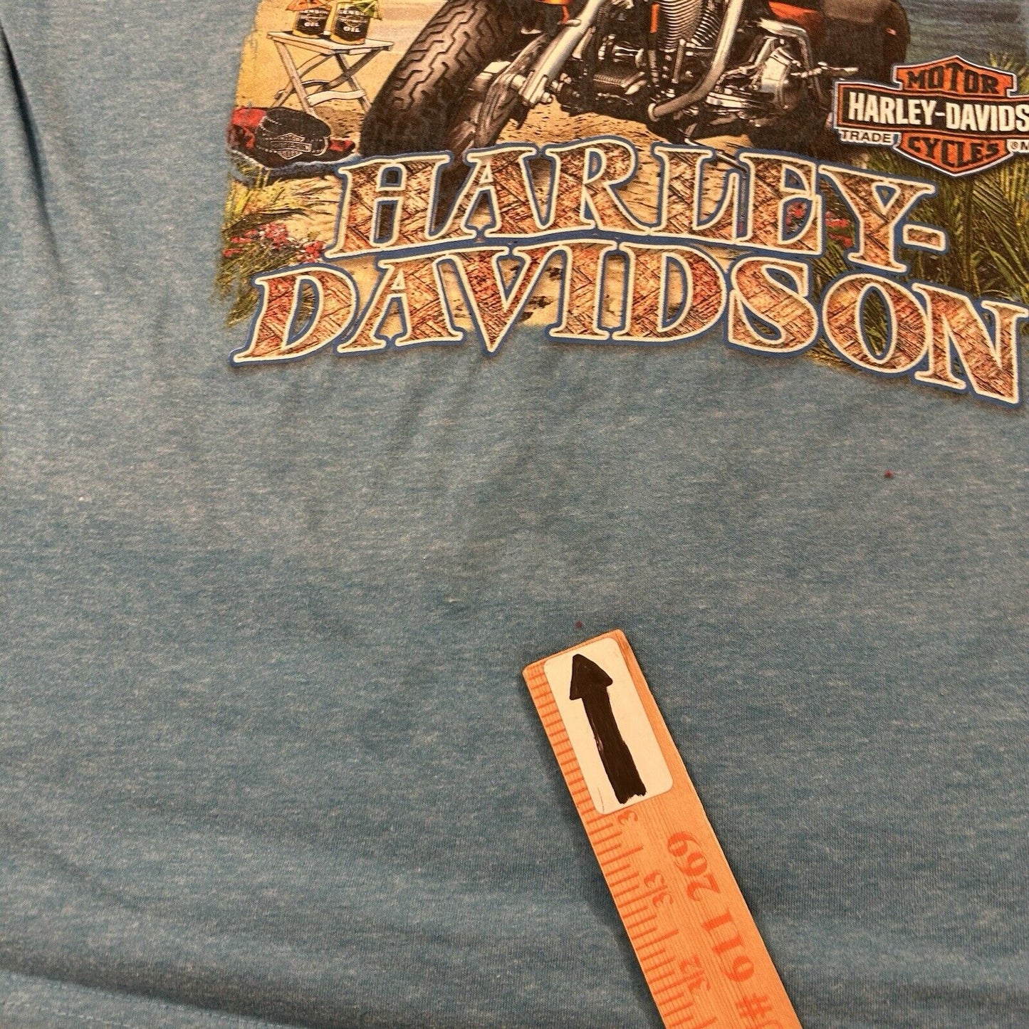 Harley Davidson Shirt Mens Extra Large Blue Short Sleeve Motorcycles Beach Y2K