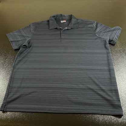 Fila Golf Polo Shirt Mens XXL 2XL Navy Striped Golf Athletic Fit Short Sleeve